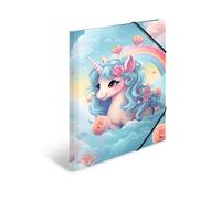 HERMA Carpeta A3 Happy Unicornio, carpeta de cartón con diseño de guardería, goma, solapas interiores e impresión interior para niños, niñas y niños