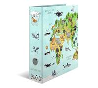 Herma Carpeta A4 mapa del mundo, 7 cm, colorida con impresión interior para niños y niñas