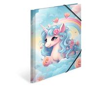 HERMA Carpeta A4 Happy Unicorn, carpeta de cartón con diseño de guardería, goma, solapas interiores e impresión interior para niños, niñas y niños