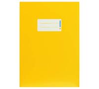 HERMA Funda de cartón A5 para libro de ejercicios, con campo de inscripción, de cartón extrafuerte, cubierta deslizante para escuela, color amarillo
