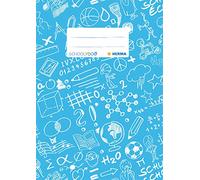 HERMA Funda para cuaderno de ejercicios A5, diseño escolar, con etiqueta de inscripción, hecha de plástico lavable y resistente, chaquetas para la escuela, azul claro