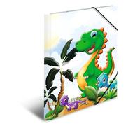 HERMA Juego de 3 carpetas A4 con diseño de dinosaurio, 3 piezas, carpeta de esquina de cartón con diseño de dinosaurio para guardería, banda elástica, solapas interiores e impresión interior para
