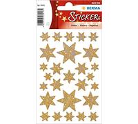 Herma weihnachts-sticker decor sterne, gold, irisfolie