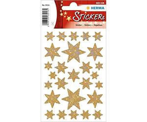 Herma weihnachts-sticker decor sterne, gold, irisfolie
