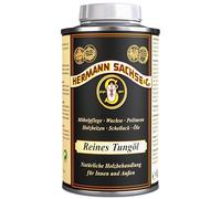 Hermann Sachse Aceite de Tung puro | Cuidado de la madera 100% natural para interior y exterior | cambia menos el color, forma una capa impermeable muy resistente de 0,5 litros