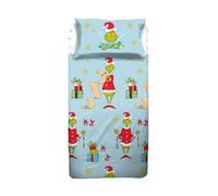 hermet Grinch, Juego de sábanas para Cama Individual, 100% algodón, Juego de sábanas de 1 Plaza, sábana encimera + sábana Bajera + Funda de Almohada