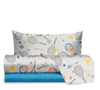hermet Jolly - Juego de sábanas para Cama Individual, diseño de Tenis, 100% algodón, sábana encimera + sábana Bajera + Funda de Almohada