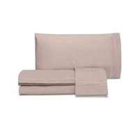 hermet Laura Biagiotti - Juego de sábanas de Matrimonio de Color Liso con Bordado, 100% percal de algodón, sábana encimera, sábana Bajera, par de Fundas de Almohada, Rosa Antiguo