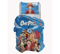 hermet One Piece - Juego de Funda nórdica Individual de algodón, Juego de Funda nórdica, Funda de edredón + Funda de Almohada, 100% algodón, Producto Oficial, (no Contiene sábana Bajera Ajustable)
