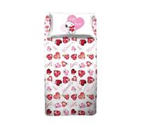 hermet Peanuts - Juego de sábanas para Cama Individual, sábana encimera, sábana Bajera, Funda de Almohada, Corazones, 100% algodón, Producto Oficial