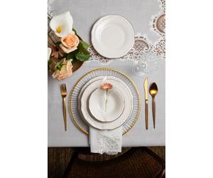 Hermia Altın Yaldız Tiffany 24 Ytkm Juego de cena de porcelana de 24 piezas