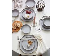 Hermia Concept, MOD24Y2A730955, Juego de mesa (24 piezas), Gris, 100% porcelana, 27 x 27 cm