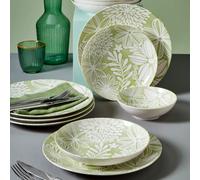 Hermia Juego de Cena de Porcelana 18 Piezas Verde Pistacho y Blanco