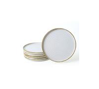 Hermia Juego de platos de servicio de gres cerámico, 27 cm, 6 piezas, Blanco