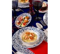 Hermia Laleli Juego de Cena de Porcelana 18 Piezas Blanco y Azul