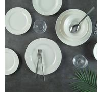Hermia SheydaKrem Juego de cena de porcelana, 24 piezas, Blanco