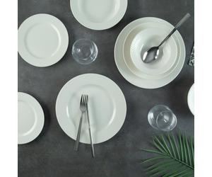 Hermia SheydaKrem Juego de cena de porcelana, 24 piezas, Blanco