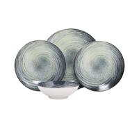 Hermia Vajilla de 24 piezas en porcelana crema, verde y negro