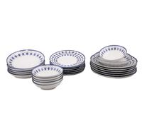 Hermia Vajilla de Porcelana de 24 Piezas Blanco y Azul