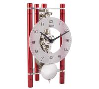 Hermle Reloj de Mesa Esqueleto con columnas de Aluminio anodizado - Triángulo 23025-360721, Esfera árabe de Cristal, Rojo, fábrica niquelada, 19,5 cm x 11 cm x 9 cm