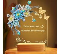 HERMORRYSS Tablero Acrílico Luminoso, Luz de Noche Personalizada, Lampara 3D con Bloques de Construcción, Lampara Mesita Noche Niña, Regalos Originales de Madre Cumpleaños, Parejas Aniversario (Azul)