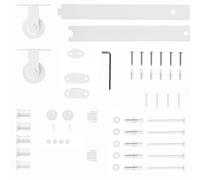 Herrajes para Puertas Correderas 200 cm Kit de Accesorios para Puerta Corredera con 2 Rieles y Guía Blanco BLANCO
