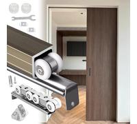 Herrajes Puertas Correderas Guía y Rodillos para Puerta Corrediza de Armario de Metal, Kit de Herrajes para Puertas Corredizas Empotradas, Rieles para Puertas Corredizas de Granero(32in(81.3cm))