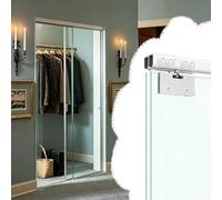 Herrajes Puertas Correderas Kit Riel Doble para Puerta Corrediza de Vidrio, Guías para Puertas de Armario de Cristal sin Marco con Sistema Bypass, Puertas Empotradas Apertura(130cm/51in)