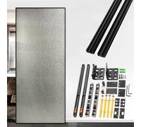 herrajes puertas correderas Riel Invisible para Puertas Correderas, Guías y Herrajes Ocultos, Riel Flotante de Alta Resistencia para Puertas de Vidrio O con Espejo(Black,52in/132.1cm)