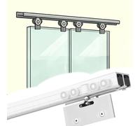 Herrajes Puertas Correderas Riel para Puerta Corredera de Doble Cristal Sin Marco, Kit de Herrajes Personalizable para Sistema de Dos Puertas con Sistema de Derivación, Guías(9m(29.5ft))