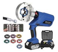 Herramienta crimpadora de manguera hidráulica con 7 troqueles, kit de mano de 18 V para reparación de tuberías automotrices, rango de crimpado de 3/8 a 7/8 pulgadas, batería incluida (5 Ah)