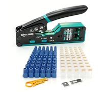 Herramienta de crimpado Ethernet modular todo en uno para conectores Cat5 y Cat6 blindados de paso, kit de crimpado