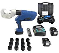 Herramienta de crimpado hidráulica eléctrica, kit de crimpadora de alambre de 12 toneladas, recargable para terminales Cu/Al, incluye 2 baterías de litio de 18 V