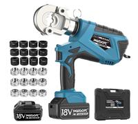 Herramienta de crimpado hidráulica y eléctrica, alimentada por batería de 18V, con 12 matrices universales, de color azul