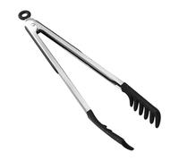 Herramienta de fideos de lengüeta de cocina de silicona de 12 pulgadas con lengua de pasta espaguetis, cuchara de silicona antiadherente Tenedor para servidor con dientes y mango de acero inoxidable