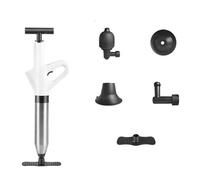 Herramienta de limpieza de drenaje de alta presión de 120 PSI con boquillas de acero inoxidable de calibre visual para baño, cocina, émbolo de presión de aire ajustable