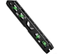 Herramienta de nivel magnético de aluminio sólido con viales de 30° 45° 90° - Marcas de alta precisión 16 para tuberías superficies de metal - Compacto 16 cm negro (E)
