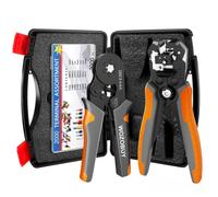 Herramienta de prensado de virola para terminal de virola aislado/sin aislamiento, con casquillos de alambre y alicates de prensado autoajustables + pelador 6-6 YQ 2000PCS BOX