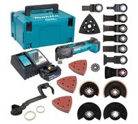 Herramienta multifunción a batería Makita DTM 51 RT1J3 de 18 V + 1 batería de 5,0 Ah + cargador + juego de 45 accesorios + Makpac