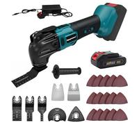 Herramienta multifunción con 1 batería de 2,0 Ah, 24 accesorios, juego de herramientas oscilantes para Makita 18 V Li-Ion, 6 velocidades, motor sin escobillas para cortar, lijar