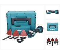Herramienta multifunción inalámbrica Makita DTM 52 ZJX4 de 18 V, sistema Starlock Max Brushless, incluye juego de accesorios de 35 piezas y maletín Makpac. No incluye batería ni cargador