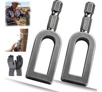 Herramienta Profesional para Torcer Alambres con Taladro, 2 Piezas Heavy Duty de Ranura Abierta con Punta Hexagonal 1/4", Intrecciador de Alambres y Atador de Barras de Acero para Vallas (9#+9#)