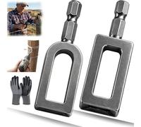 Herramienta Profesional para Torcer Alambres con Taladro, 2 Piezas Heavy Duty de Ranura Abierta con Punta Hexagonal 1/4", Intrecciador de Alambres y Atador de Barras de Acero para Vallas (9#+11#)