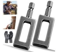 Herramienta Profesional para Torcer Alambres con Taladro, 2 Piezas Heavy Duty de Ranura Abierta con Punta Hexagonal 1/4", Intrecciador de Alambres y Atador de Barras de Acero para Vallas (11#+11#)
