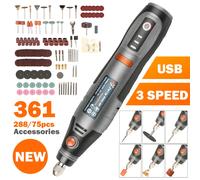 Herramienta rotativa inalámbrica USB de 21000rpm, Mini taladro Dremel, pluma de grabado, Mini taladro inalámbrico USB eléctrico con accesorios, juego DIY Drill 361pcs