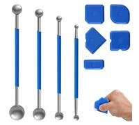 herramientas de alisado de sellador 9 piezas, kit de acabado de juntas para azulejos, rascador de silicona y tirador de bola doble metálica para baño y cocina, multiforma, fácil de usar