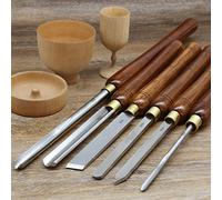 Herramientas de torneado de madera con hoja HSS, mangos de madera dura, juego de cinceles para torno de carpintería, 8 piezas, juego de gubias de acero de alta velocidad con casquillos de latón y es