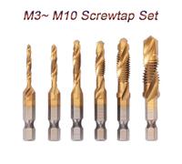 Herramientas manuales Taladros de perforación y roscado Juego de roscas M3 M4 M5 M6 M8 M10 Brocas de martillo de vástago hexagonal OSG huck 6pcs Set