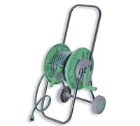 HERSIG - Carro Manguera Jardin con Ruedas - Carrete con Manguera Jardin 15m (43x45x78cm) - Enrollador Portátil para Riego, Terraza, Patio, Balcón, Fácil de Usar y Transportar