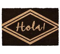 HERSIG - Felpudo Coco | Felpudo Original Rectangular Hola rombo Negro - 60x40 cm